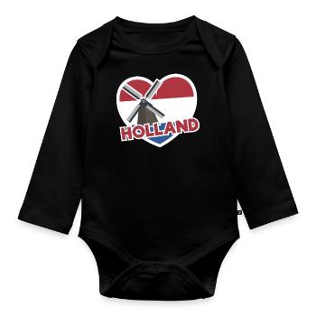 Graphique du drapeau de la Hollande - Body Bébé bio manches longues - noir - Devant