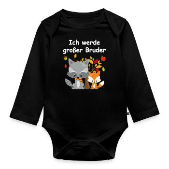 Ich werde Großer Bruder Geschenk Für Kinder Jungen - Baby Bio-Langarm-Body - Schwarz - Vorne