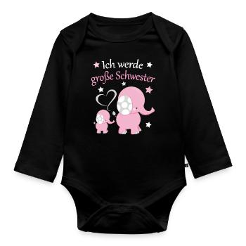Ich werde Große Schwester Geschenk Für Mädchen - Baby Bio-Langarm-Body - Schwarz - Vorne