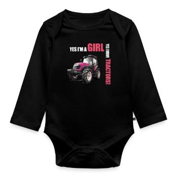 Tracteur - Body Bébé bio manches longues - noir - Devant