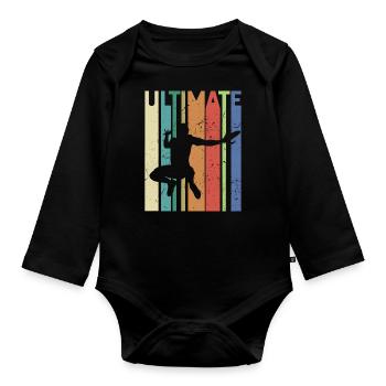 Frisbee player - Organic Longsleeve Baby Bodysuit - black - Front