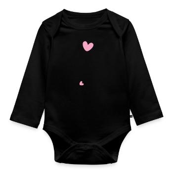 Cadeau de grossesse enceinte coeur bébé - Body Bébé bio manches longues - noir - Devant