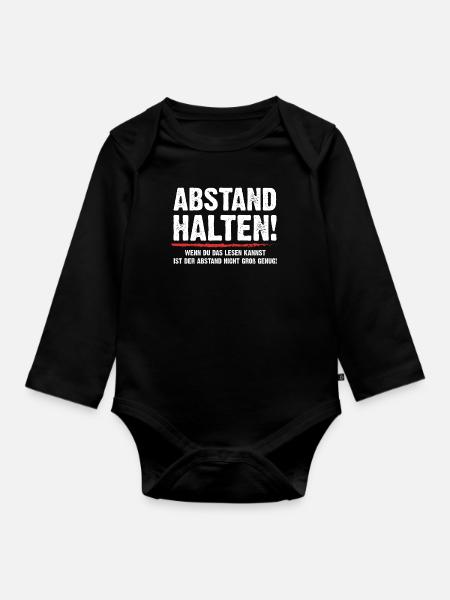 Lustiges Abstand Halten Sprüche Design - Baby Bio-Langarm-Body - Schwarz