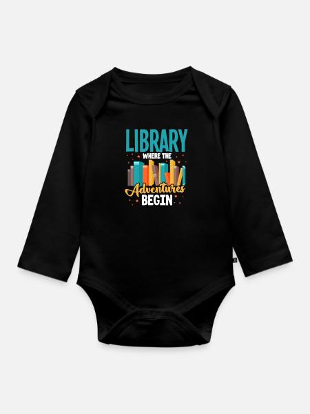 Bibliothek - Baby Bio-Langarm-Body - Schwarz