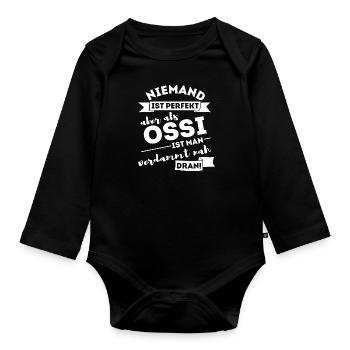 Ossi Ostdeutschler Ostdeutschland DDR Ostalgie - Baby Bio-Langarm-Body - Schwarz - Vorne