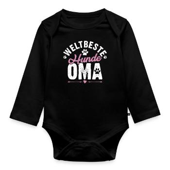 Oma Hundehalterin Hund Geschenkidee - Baby Bio-Langarm-Body - Schwarz - Vorne