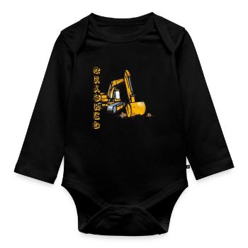 Bagger Power Shovel Kleinkind Digger Boys Geschenk - Baby Bio-Langarm-Body - Schwarz - Vorne