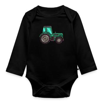Tracteurs tracteurs - Body Bébé bio manches longues - noir - Devant