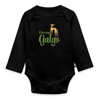 Ich liebe mein Galgo - Baby Bio-Langarm-Body - Schwarz - Vorne