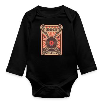 Let´s Rock | Rock n Roll T-Shirt - Baby Bio-Langarm-Body - Schwarz - Vorne