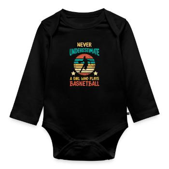 Joueur de basket fille cadeau I streetball - Body Bébé bio manches longues - noir - Devant
