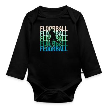 Floorball - Baby Bio-Langarm-Body - Schwarz - Vorne
