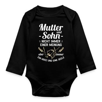 Mutter und Sohn - Ein Herz und eine Seele - Baby Bio-Langarm-Body - Schwarz - Vorne