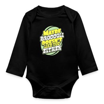 Le brocoli - Body Bébé bio manches longues - noir - Devant
