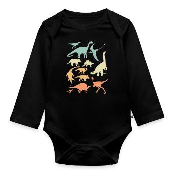 Dino Dinosaurier Kinder Archäologe Geschenk - Baby Bio-Langarm-Body - Schwarz - Vorne