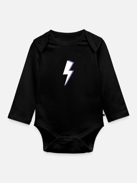 Blitz Retro Vintage Style Geschenk - Baby Bio-Langarm-Body - Schwarz