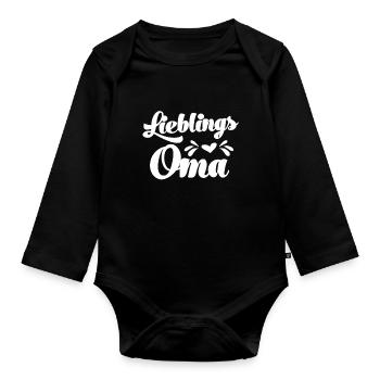 Lieblingsoma Beste Oma der Welt Omi Rentnerin - Baby Bio-Langarm-Body - Schwarz - Vorne