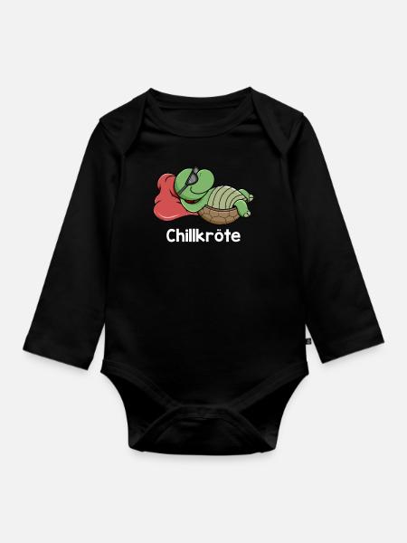 Chillkröte Schildkröte Geschenk - Baby Bio-Langarm-Body - Schwarz