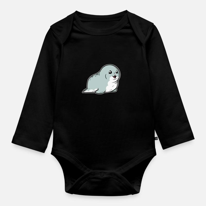 Phoque doux phoque cadeau phoque phoque - Body Bébé bio manches longues - noir