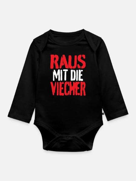 Raus mit die Viecher - Baby Bio-Langarm-Body - Schwarz