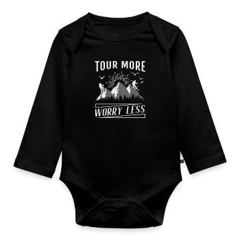 Tour Plus de soucis Moins de ski de randonnée - Body Bébé bio manches longues - noir - Devant