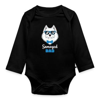 Cool Samoyed Dad Dog Gift - Organic Longsleeve Baby Bodysuit - black - Front