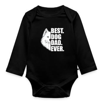 Best Dog Dad Ever Samoyed Dog Lover Pet - Organic Longsleeve Baby Bodysuit - black - Front