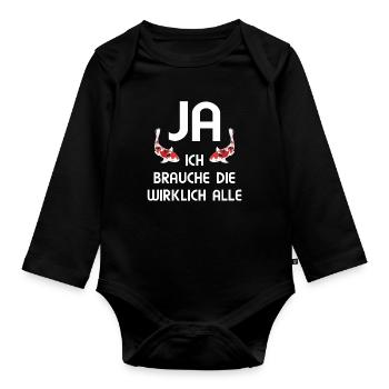 Koi Liebhaber Kois Karpfen Teich Geschenk Japan - Baby Bio-Langarm-Body - Schwarz - Vorne