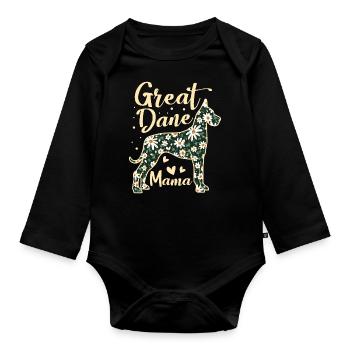 Great Dane Mom Mama Grandma Animal Pet Dog Lover - Body Bébé bio manches longues - noir - Devant