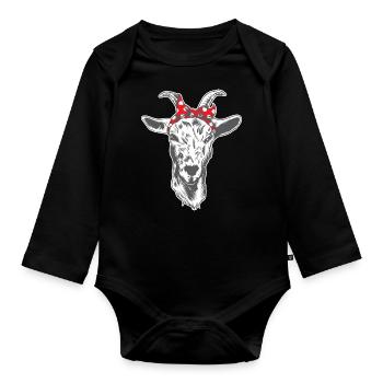 Ziegen Bandana Haustierliebhaber Farm Geschenk - Baby Bio-Langarm-Body - Schwarz - Vorne