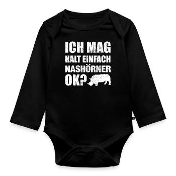Nashörner Spruch Lustig Nashorn Geschenk - Baby Bio-Langarm-Body - Schwarz - Vorne