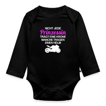 Motorradfahrerin Bikerin Prinzessin Motorrad Bike - Baby Bio-Langarm-Body - Schwarz - Vorne