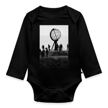 Nordkapp Monument in black and white - Organic Longsleeve Baby Bodysuit - black - Front