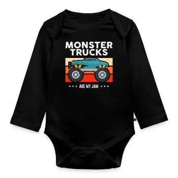 Vintage Monster Truck sind meine Jam Retro Sunset Cool - Baby Bio-Langarm-Body - Schwarz - Vorne