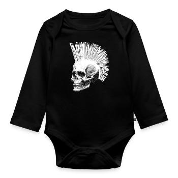 Punk skull skull gift punk rock - Organic Longsleeve Baby Bodysuit - black - Front