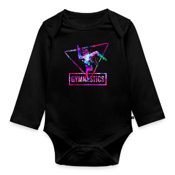 do gymnastics - Organic Longsleeve Baby Bodysuit - black - Front