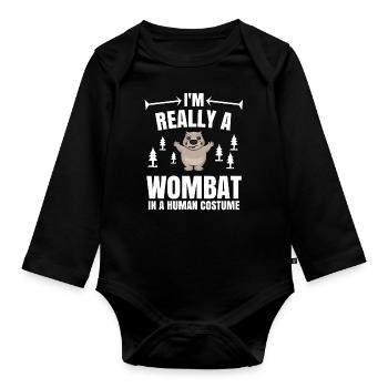 Wombat marsupial Australie cadeau - Body Bébé bio manches longues - noir - Devant