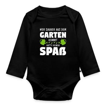 Garten Gärtner Gartenarbeit Hobbygärtner Geschenk - Baby Bio-Langarm-Body - Schwarz - Vorne