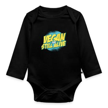 Vegan Veganer - Baby Bio-Langarm-Body - Schwarz - Vorne