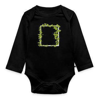 Frame with ivy decoration - Organic Longsleeve Baby Bodysuit - black - Front