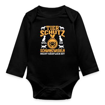 Hund Hunde Hundeliebhaber Tierschutz Geschenk - Baby Bio-Langarm-Body - Schwarz - Vorne
