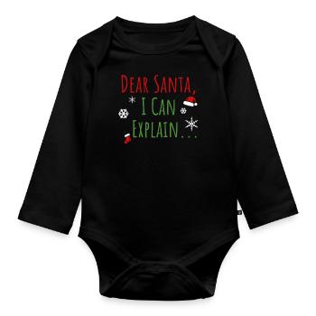 Dear Santa I Can Explain - Baby Bio-Langarm-Body - Schwarz - Vorne