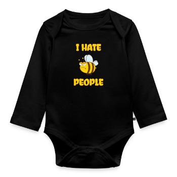 Funny bee - Organic Longsleeve Baby Bodysuit - black - Front