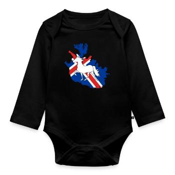 Cheval islandais Tölt Islande saga Isi cadeau Islandais - Body Bébé bio manches longues - noir - Devant