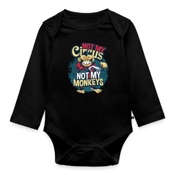 Affe - Baby Bio-Langarm-Body - Schwarz - Vorne