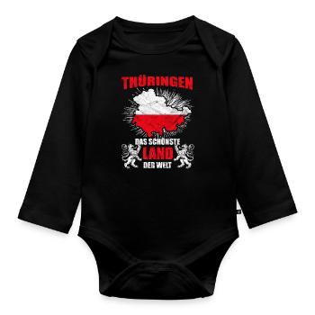 Thüringen Schönstes Land Der Welt Lustiger Spruch - Baby Bio-Langarm-Body - Schwarz - Vorne