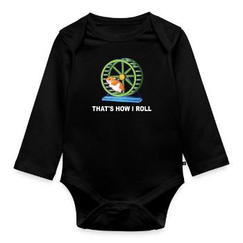 Hamster c'est comme ça que je roule Hamster Wheel Shirt Gif - Body Bébé bio manches longues - noir - Devant
