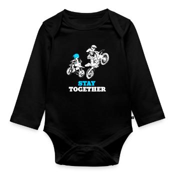 Équipe de motocross père fils sport - Body Bébé bio manches longues - noir - Devant