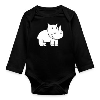 Nashorn - Baby Bio-Langarm-Body - Schwarz - Vorne