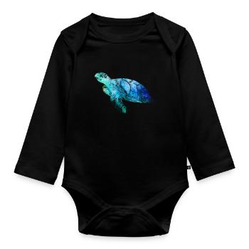 Tortue de mer - Body Bébé bio manches longues - noir - Devant